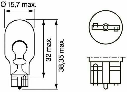 Автолампа накаливания W16W 12V 16W W2,1x9,5d