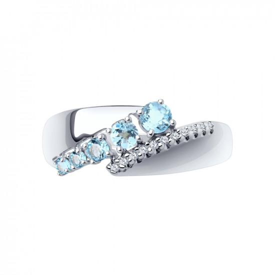 Кольцо из серебра с топазом и фианитами