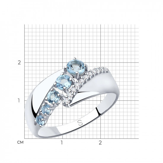 Кольцо из серебра с топазом и фианитами