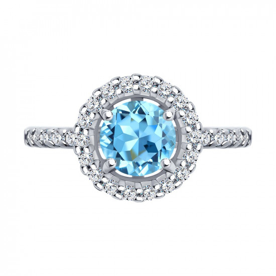 Кольцо из серебра с топазом и фианитами