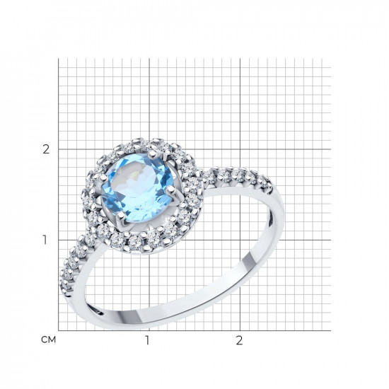 Кольцо из серебра с топазом и фианитами