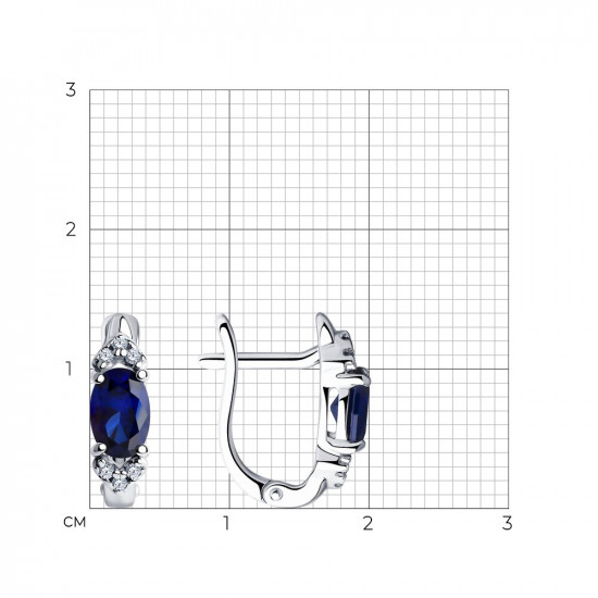 Серьги из серебра с корундами и фианитами