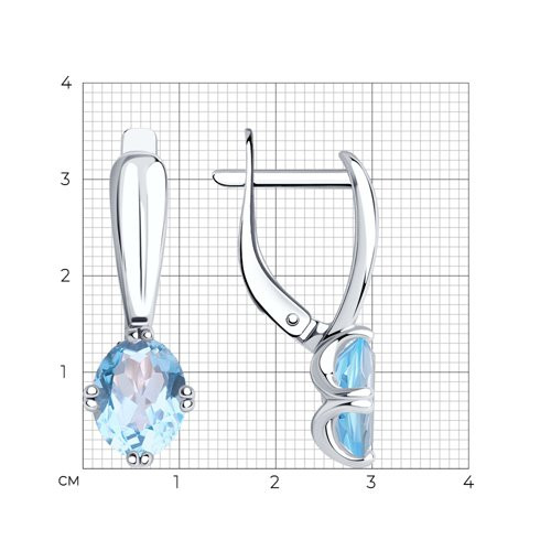 Серьги из серебра с топазами