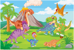 Пазл «Динозавры на лужайке» - Фото 1