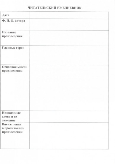 Дневник читательский