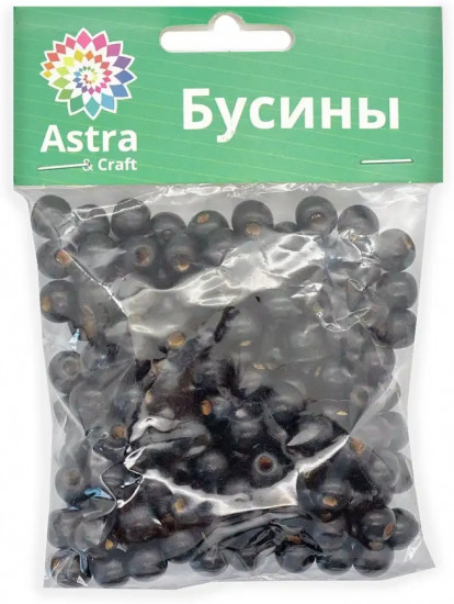 Бусины деревянные, цвет черный