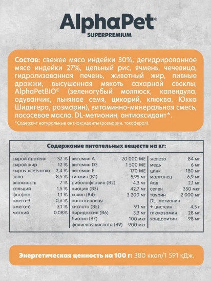 Корм для взрослых кошек из индейки