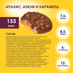 Печенье протеиновое в глазури «Арахис, изюм и карамель» - Фото 1
