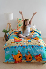 Комплект постельного белья «Три кота на пляже» - Фото 4