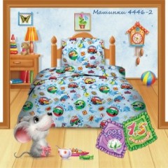 Комплект постельного белья «Машинки» (арт. 4446, 1,5-спальный, бязь, 1 наволочка 70х70) - Фото 2