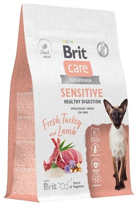 Корм сухой для кошек с индейкой и ягненком «Care Cat Sensitive Healthy Digestion»