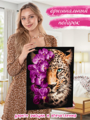 Картина по номерам «Леопард в цветах» - Фото 3