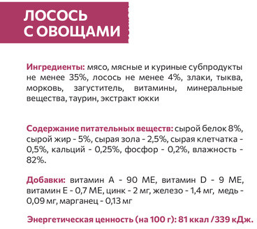 Корм для кошек «Лосось с овощами»