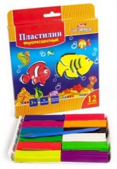 Пластилин восковой флуорисцентный, 12 цветов - Фото 1