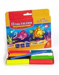 Пластилин восковой флуорисцентный, 8 цветов - Фото 1