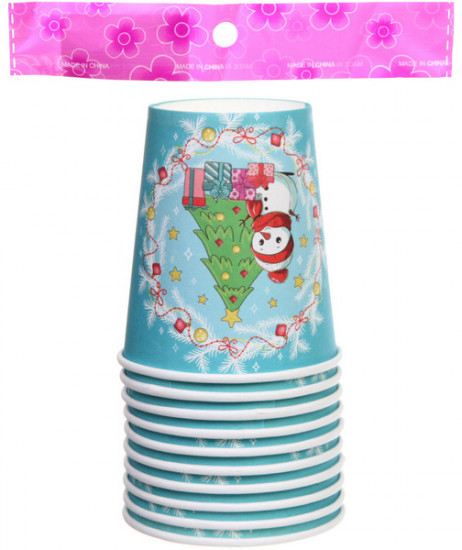 Набор стаканов бумажных «Снеговичок с подарками»