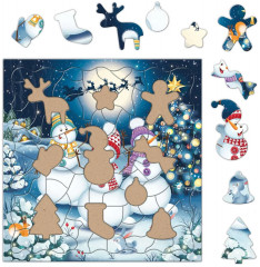 Пазл фигурный на подложке «Танцующие снеговики» - Фото 2