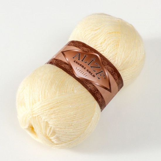 Пряжа для вязания «Angora Gold Simli», 01 Кремовый