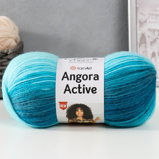 Пряжа для вязания «Angora Active», 845 Бело-бирюзовый