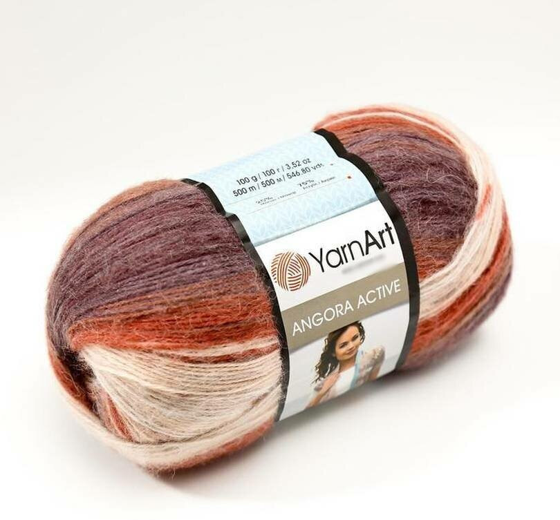 Пряжа для вязания «Angora Active», 851 Белый красно-коричневый | YarnArt | Фото 2