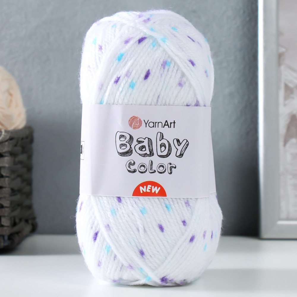 Пряжа для вязания «Baby color», 201 Бело-фиолетовая бирюза | Baby color | YarnArt | Фото 1
