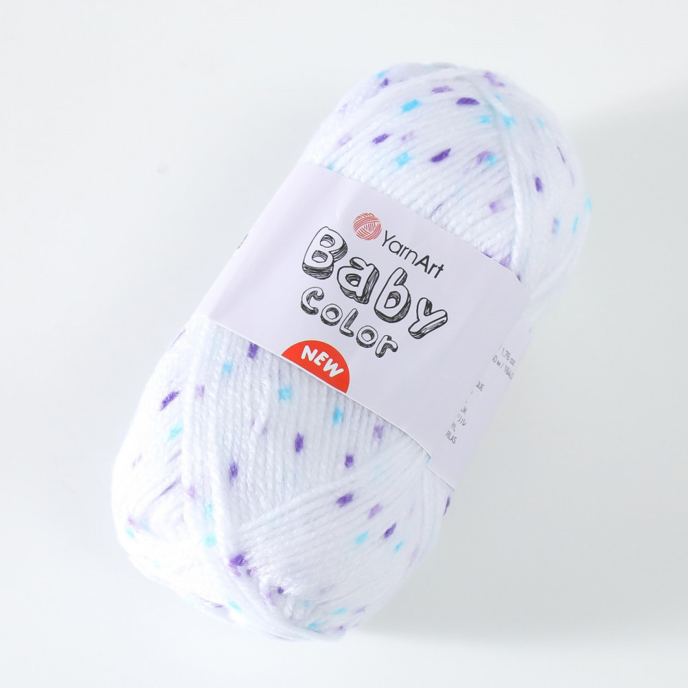 Пряжа для вязания «Baby color», 201 Бело-фиолетовая бирюза | Baby color | YarnArt | Фото 2