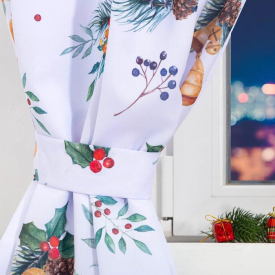 Комплект штор для кухни с подхватами «Christmas wreaths»