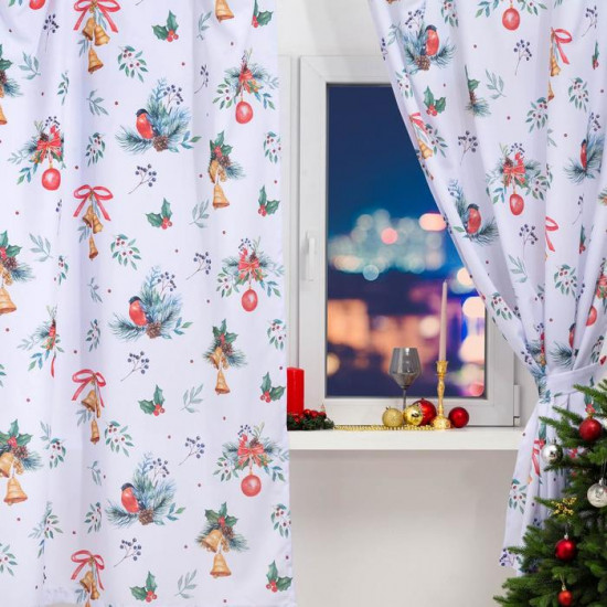 Комплект штор для кухни с подхватами «Christmas wreaths»