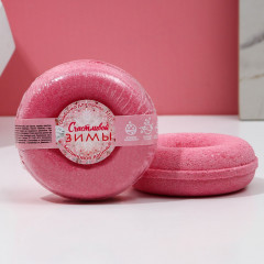 Пончик бурлящий для ванны с ароматом малинового варенья «Счастливой зимы!» - Фото 1