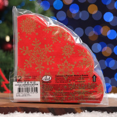 Салфетки бумажные «Золотые снежинки на красном» - Фото 1