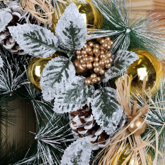 Венок новогодний «Шишки и белёные листики» - Фото 1