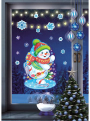 Набор наклеек многоразовых «Новогодний снеговик» - Фото 1