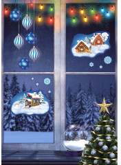 Набор наклеек многоразовых «Новогодние домики» - Фото 1