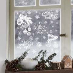 Набор наклеек на окно многоразовых  «Зимние узоры» - Фото 2