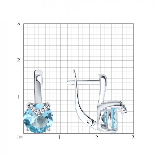 Серьги из серебра с топазами и фианитами