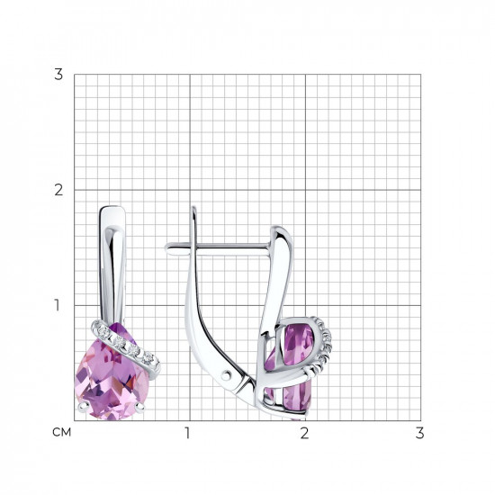 Серьги из серебра с аметистами и фианитами
