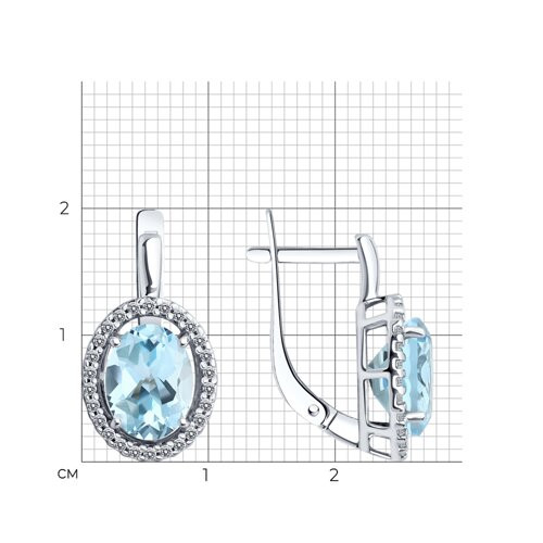 Серьги из серебра с топазами и фианитами