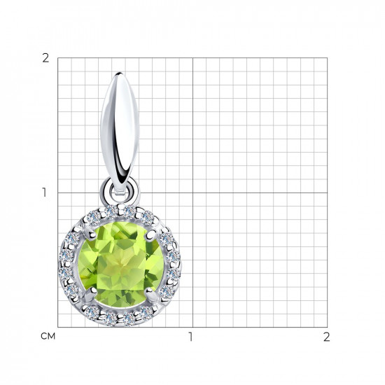 Подвеска из серебра с фианитами и хризолитом