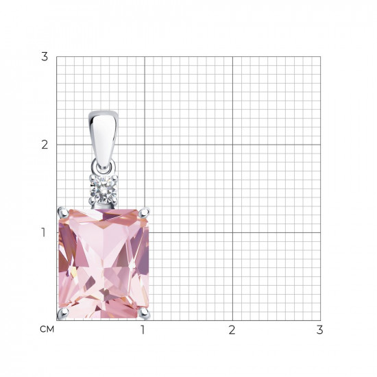 Подвеска из серебра с ситаллом и фианитом