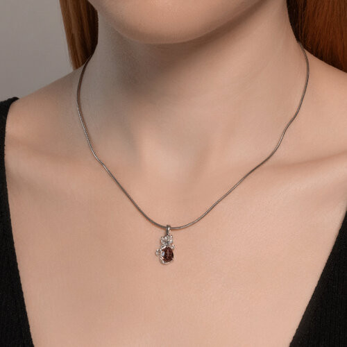 Подвеска из серебра с кристаллом и фианитами