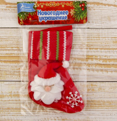 Носок для подарков «Дед Мороз со снежинкой» - Фото 1