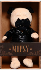 Игрушка мягкая «Мопс в кожаной куртке» - Фото 3
