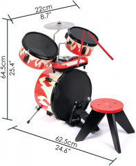 Набор музыкальных инструментов «Барабанная установка со стульчиком и пианино диджея» - Фото 3