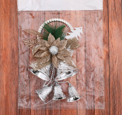 Украшение новогоднее «Колокольчики на кольце с цветком с листьями» - Фото 1