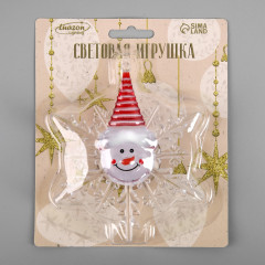 Игрушка cветодиодная «Снежинка со снеговиком» - Фото 6