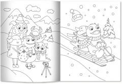 Монстрики и зимние развлечения. Книжка-раскраска с наклейками - Фото 4