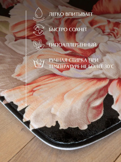 Коврик прикроватный «Peony black»