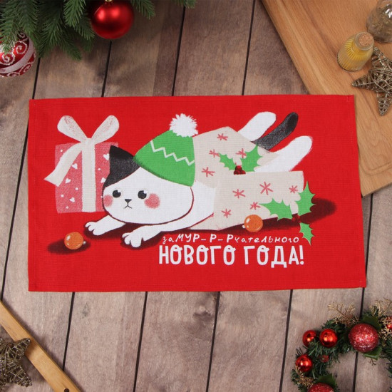 Полотенце «Новогодний котик»
