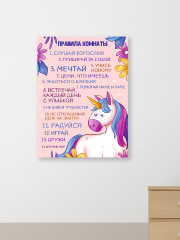 Картина-мотиватор «Правила комнаты — для девочек» - Фото 1