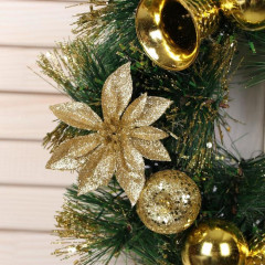 Венок новогодний «Золотые цветочки и колокольчики» - Фото 1